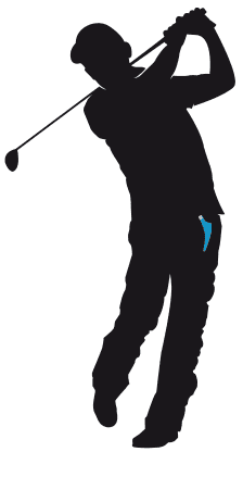 Image d'une silhouette noire d'un joueur de golf.